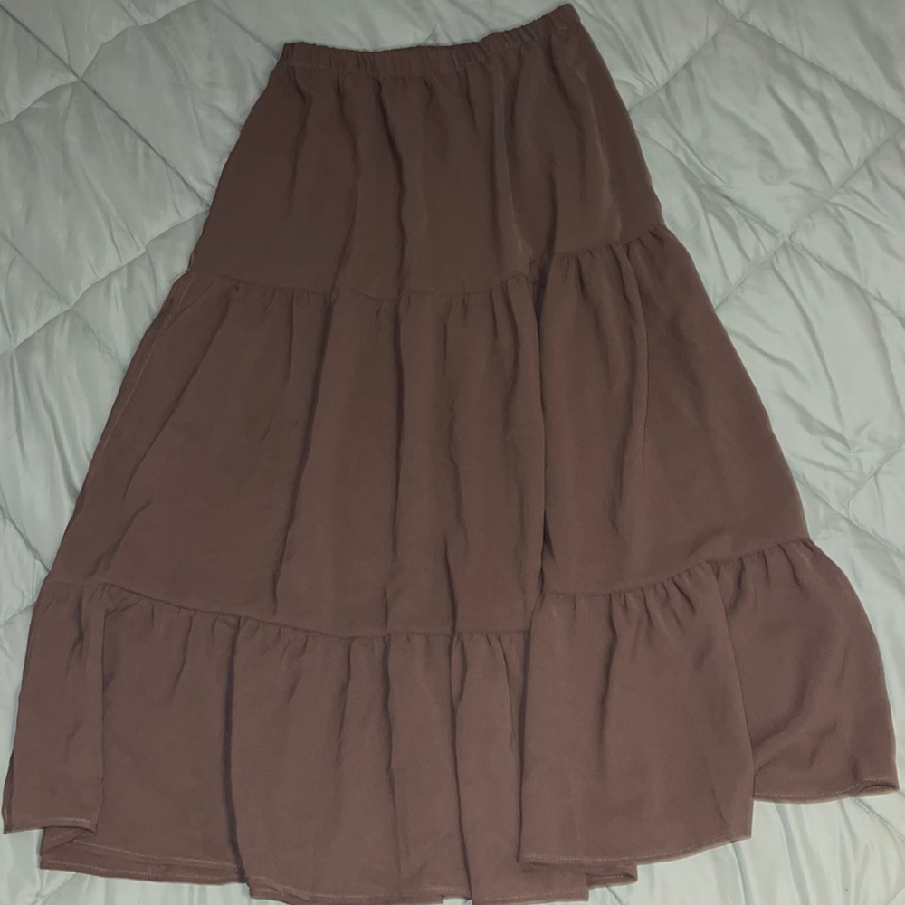 Cider Brown Tiered Skirt